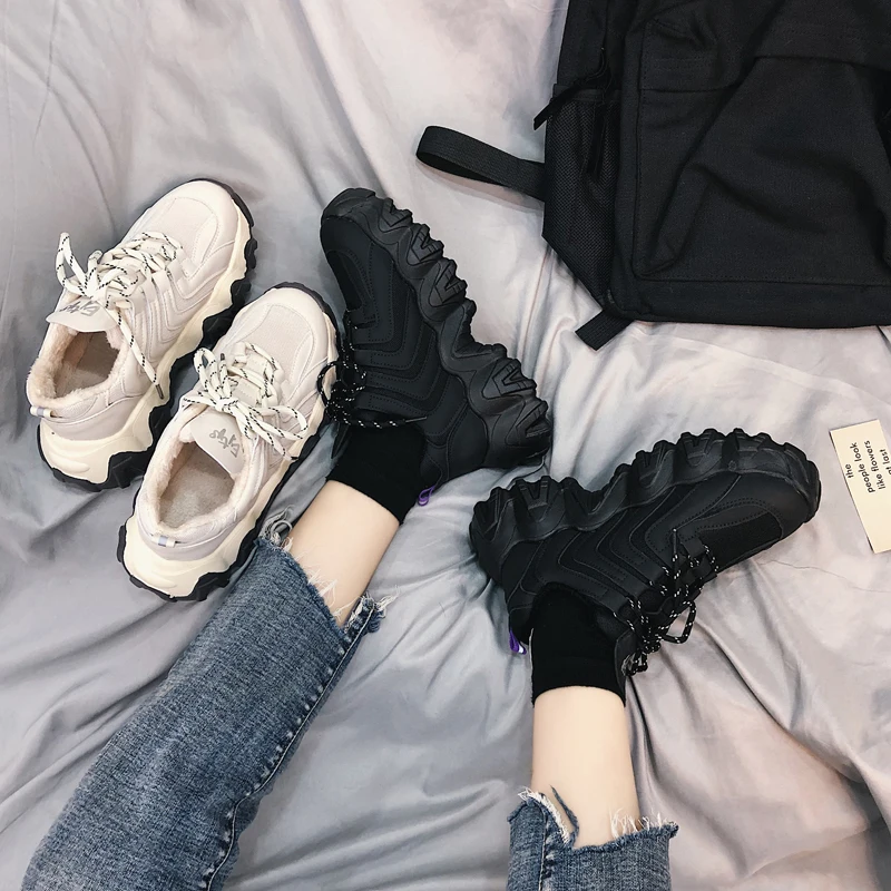 2020 зимние теплые вельветовые кофты для девочек обувь на толстой подошве Высота