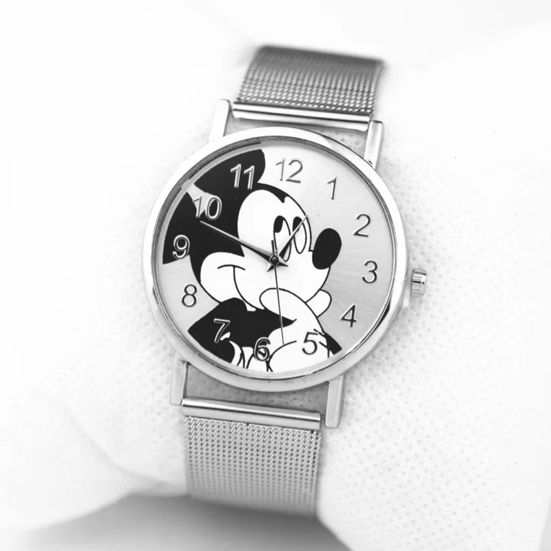 

Fashion Cartoon Mickey Women Watch Men Transparent Hollow Quartz Watches Leather Strap Kid Wristwatch Girl Gift Relogio Feminino