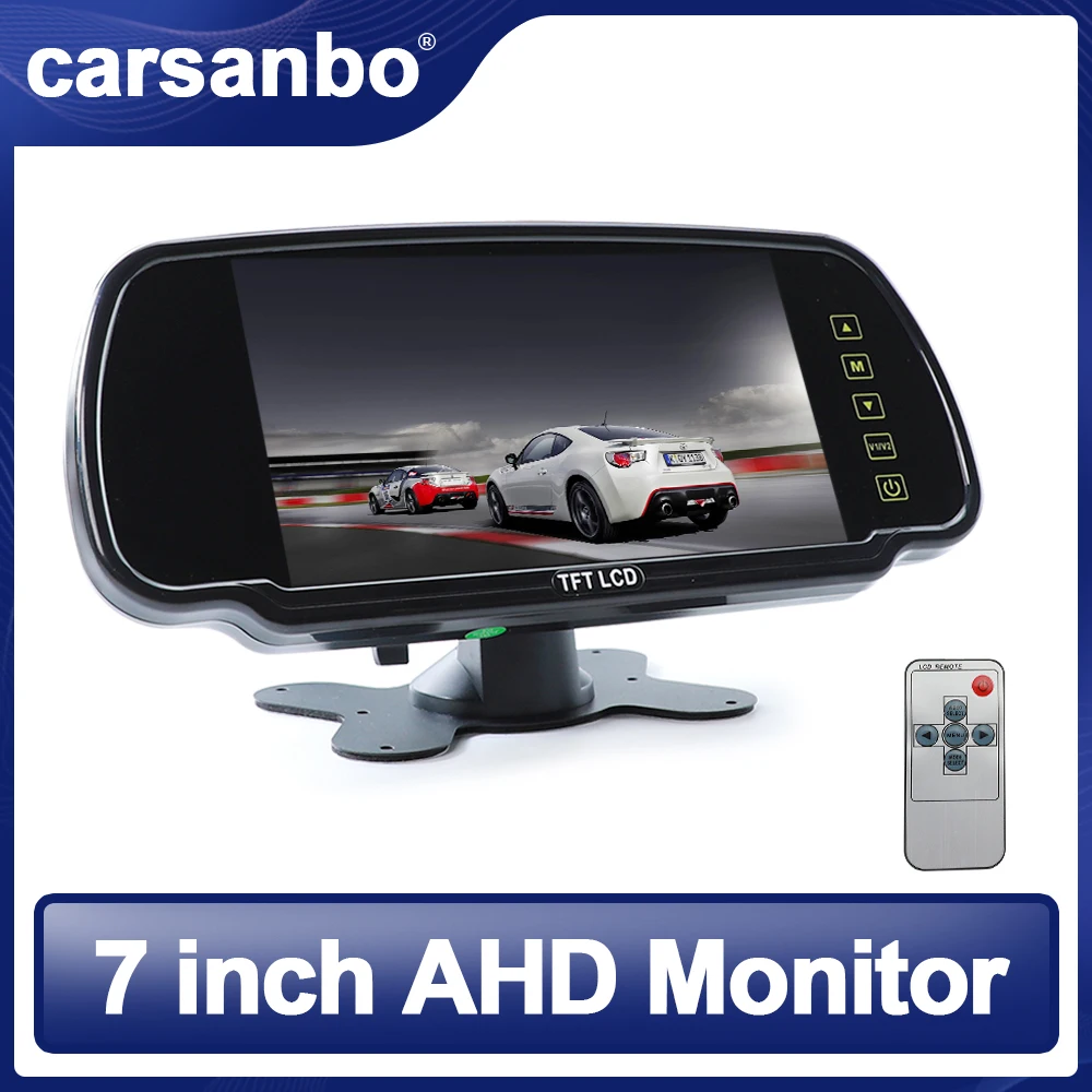 

Зеркало заднего вида Carsanbo, 7-дюймовое, AHD, TFT ЖК-дисплей, цветное зеркало, монитор, поддержка входа CVBS, разрешение 630, подходит для грузовиков, а...