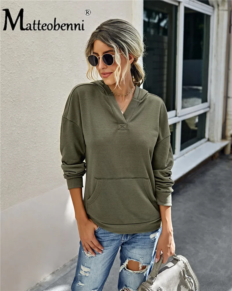 

Spring Autumn Harajuku Solid Color Sweatshirt Ladies Long Sleeve Fashion Loose Hoodie Casual Sportswear Sweatshirt 2020 New