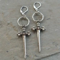 ringed dagger statement earrings alternative goth unisex