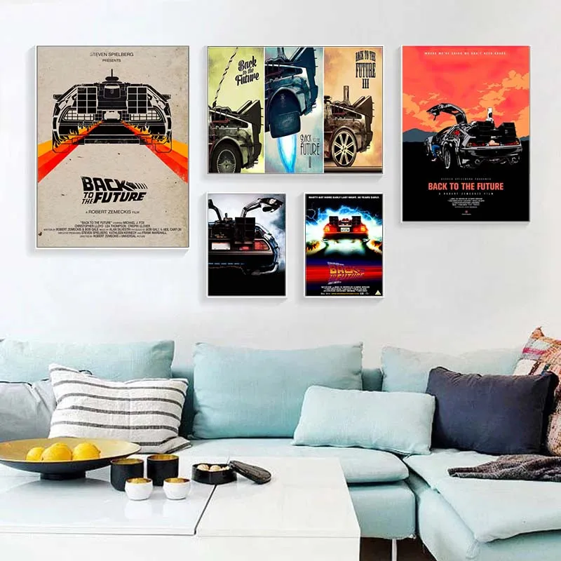 

Back to the Future Movie Classic Cool Car Poster And Prints Wall Art Canvas Painting Vintage Pictures Home Decor quadro cuadros