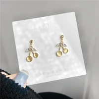 new opal cherry simple clip earrings women korean style piercing earings
