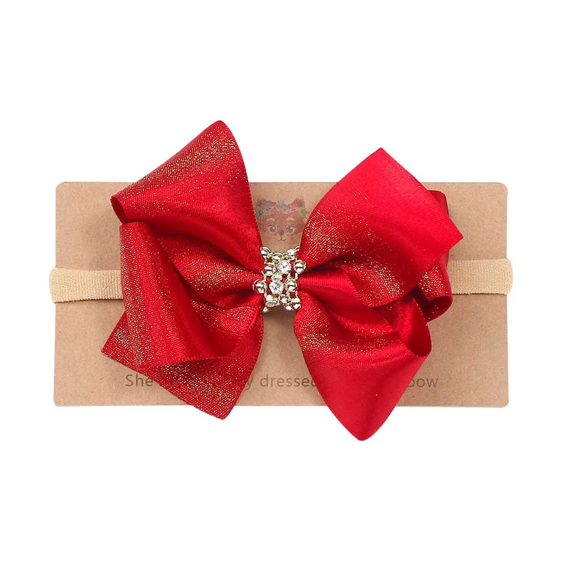 

Ins Big Bowknot Pearl Baby Girls Headband Solid Color Nylon Elastic Headbands Printing Children Hair Accessories Crown Hairbands