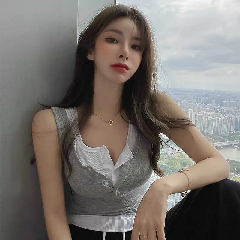 Новинка весна лето 2021 Модный Цветной контрастный двухкомпонентный жилет верхняя