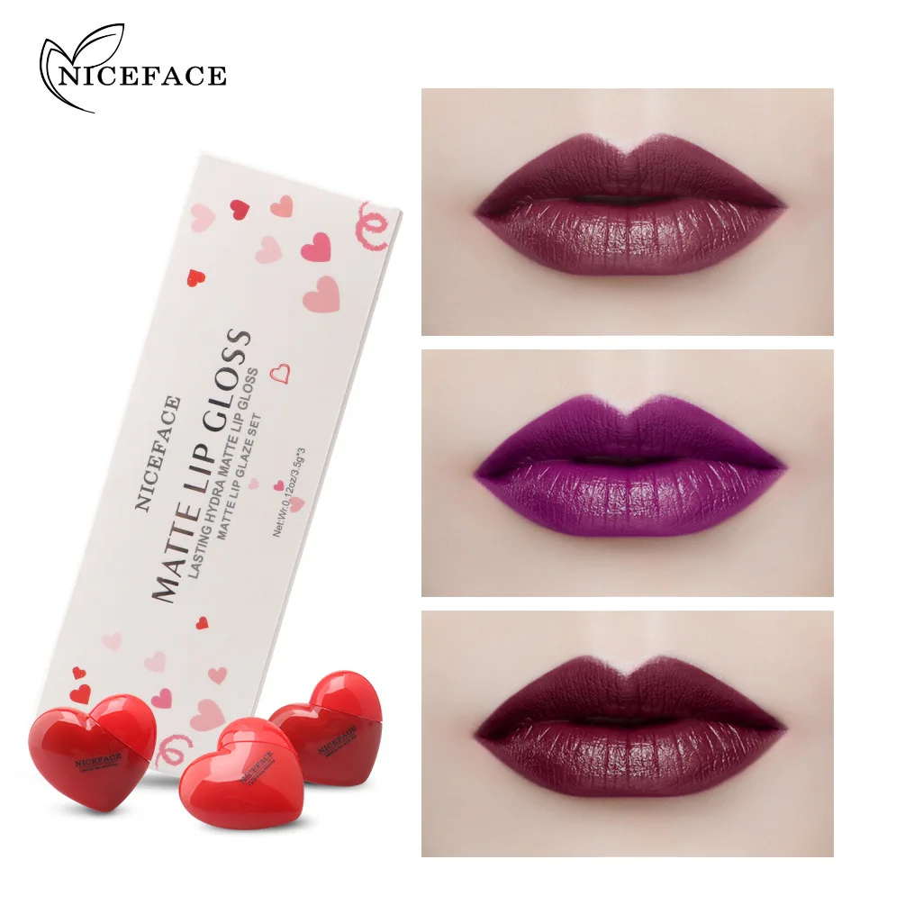 3 шт. Шелковый мягкий матовый блеск для губ Набор увлажняющая жидкая губная