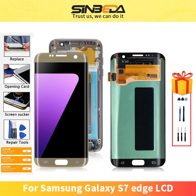 

5,5 ''оригинальный AMOLED ЖК-дисплей сенсорный экран дигитайзер в сборе для Samsung Galaxy S7 edge G935 G935F запасные части