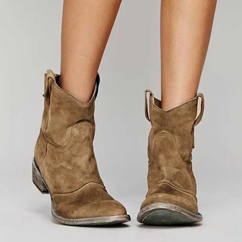 

Women Ankle Boots Retro Style Gladiator Cowboy Boot Autumn Slip On Western Short Lady Shoes Female Low Heel Booties Dropshipping