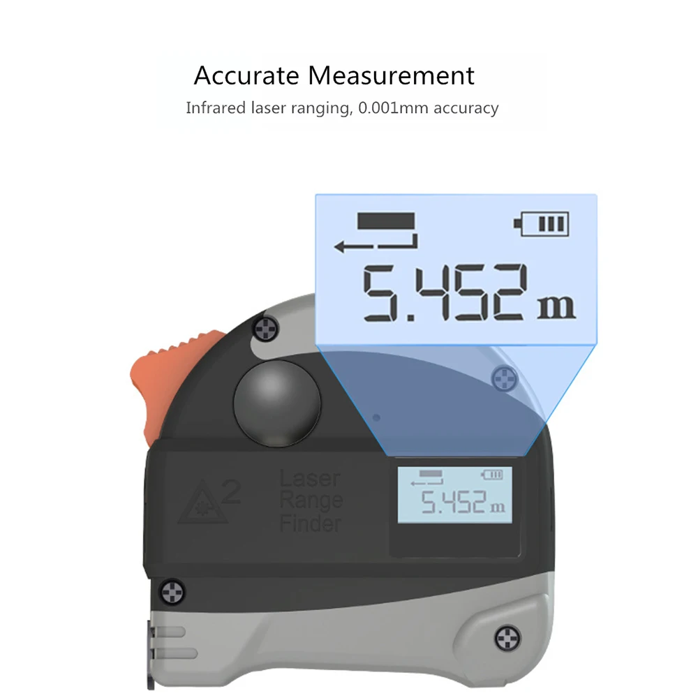 

40M Laser Rangefinder + 5M Anti-fall Steel Tape Metric and Inch Tape Measure High Precision Distance Meter
