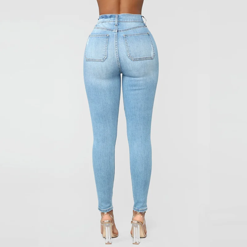 

LIBERJOG Women Jeans Slim High Elastic Skinny Blue Multi-size Pencil Pants Female Spring Autumn Denim High-quality Trousers