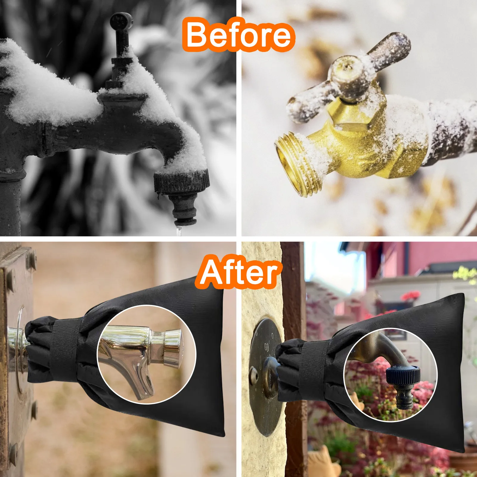 

2 Pcs Faucet Cover Winter Saving Tap Antifreeze Protection Covers Faucet Extension Frost Saving Winter Tap Cover Dropshipping#N4