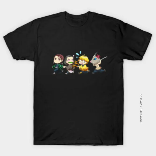 

Demon Slayer Kimetsu No Yaiba Squad Tanjiro Nezuko Funny Anime Black T-Shirts Loose Oversize Tshirt New Design Outwear Tops Men