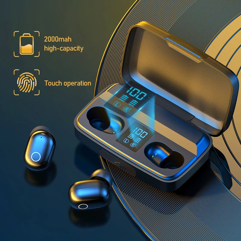 

Alatour A10S Wireless Headphones 2000mAh power bank Bluetooth 5.0 Earphones Sport LED digital display Headset Charging box