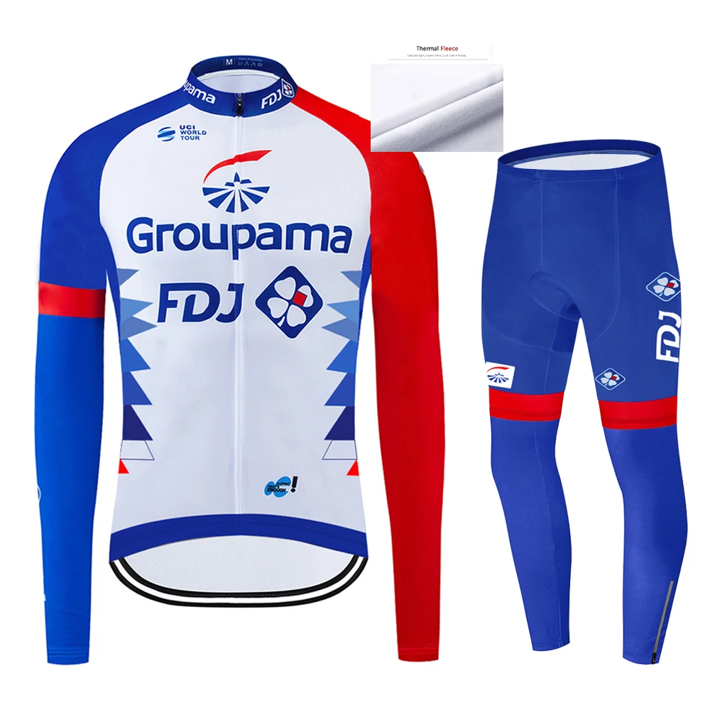 

2021 FDJ Winter Thermal Fleece Cycling Jersey Set Cycling Clothing Super Warm Mountain Bike Wear Racing Bicycle Clothing Set