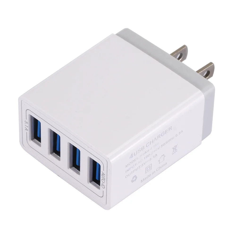 4USB зарядное устройство 5.1A мобильный телефон планшет путешествия Быстрая зарядка зарядная головка стандарты США европейские правила британское зарядное устройство