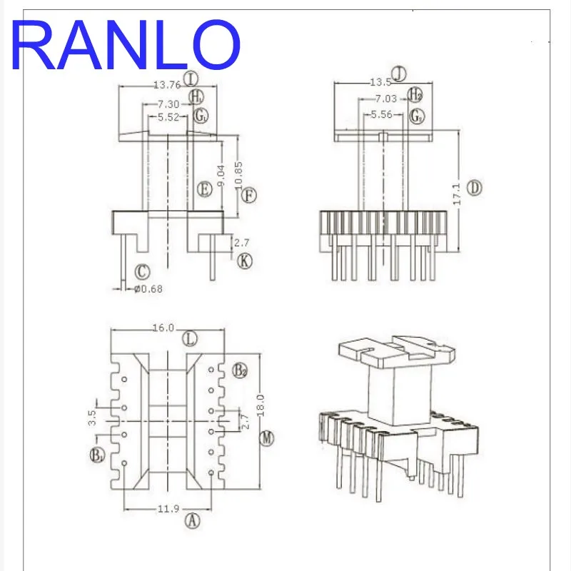 EE19 4 + 6pin трансформатор bbin PC40 мягкий магнит ферритовый сердечник|transformer bobbin|ee19