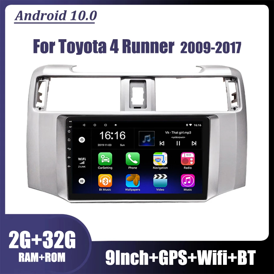 

Автомагнитола для Toyota 4runner 4runner 2009-2017 2 Din, мультимедийный проигрыватель на Android 10, видеоплеер, навигация GPS, стерео головное устройство