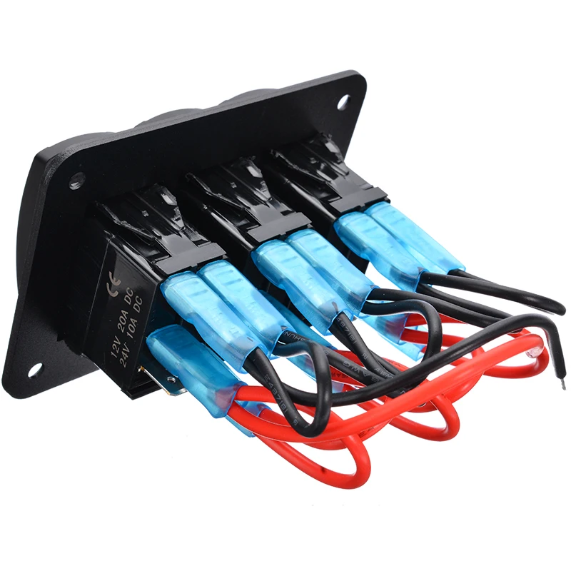 3 Gang кулисный переключатель Панель 12V 24V ON/Off Управление синий светодиодный