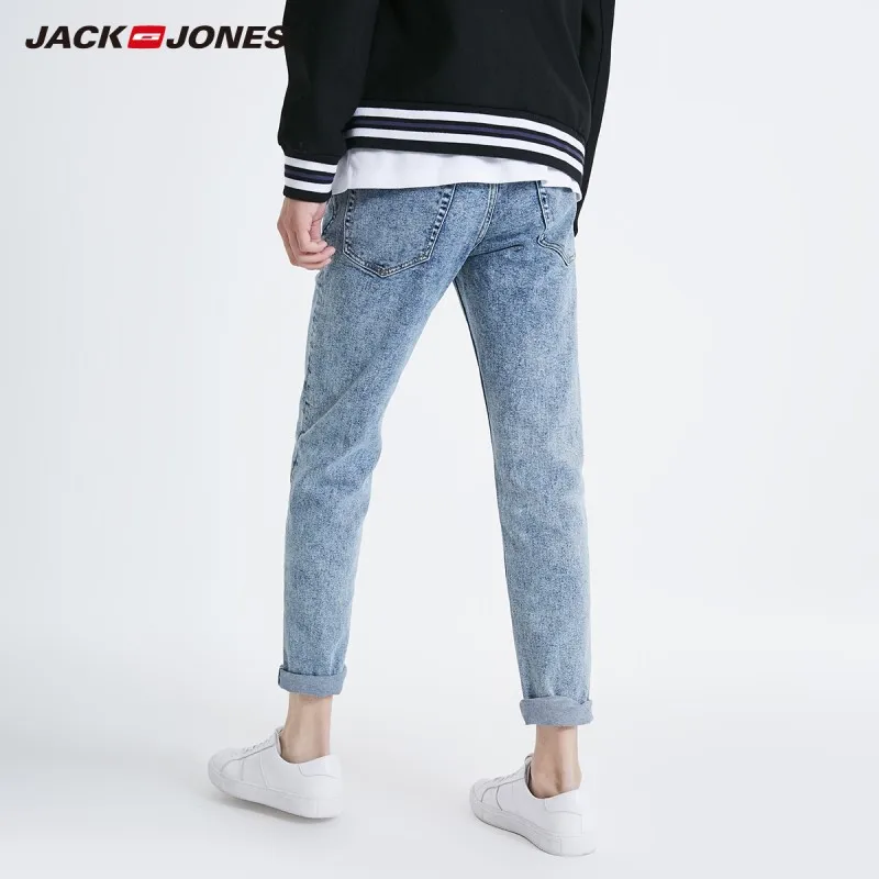 JackJones осенние мужские потертые повседневные узкие джинсы со снежинками уличная