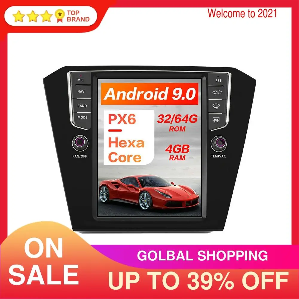 

Android 9.0 4+64GB Vertical Tesla Screen Car GPS Navigation For Volkswagen Magotan 2013-2018 Stereo Head Unit Multimedia Player