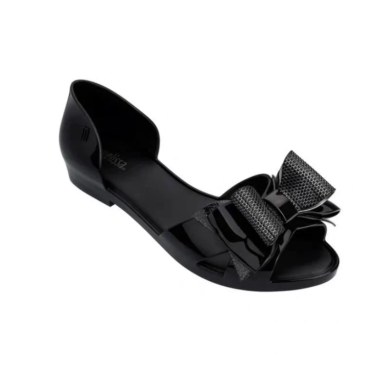 Melissa 2021 New Women Flat Sandals Brand Adult Jelly Shoes Beach ShoesFemale Bow | Обувь