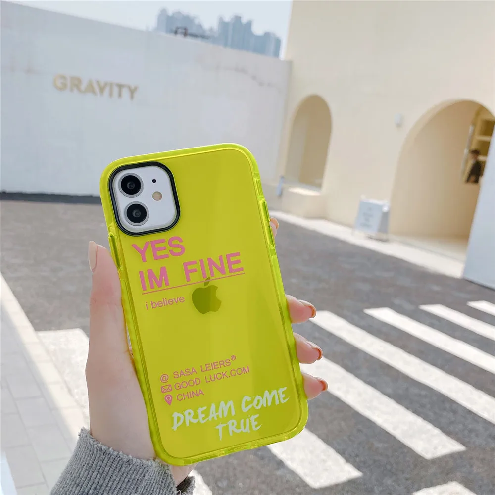 Флуоресцентный цветной чехол для телефона с надписью iPhone 11 Pro Max XR X XS 7 8 Plus