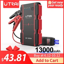 Utrai Jump Starter 1000A 13000mAh Jstar Mini Battery Booster Portable Power Bank Car Emergency Starting Device Battery Charger