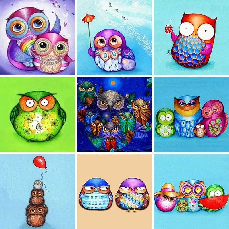 

5D Diamond Mosaic Embroidery Owl DIY Diamond painting Cartoon Nighthawk Sets Animal Picture Of Diamonds Home Decoration T38