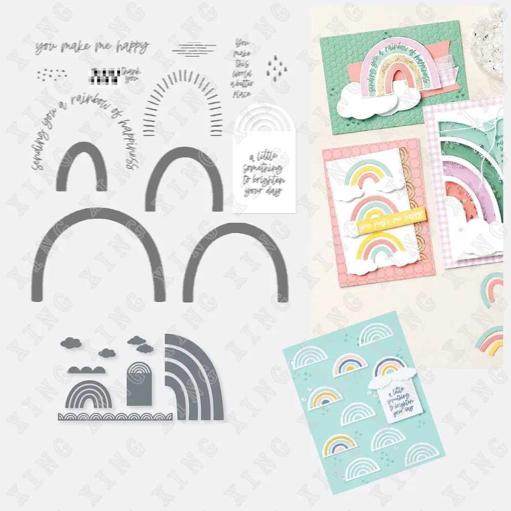 

Beautiful Rainbow arrival New Metal Cutting Dies Stamps Scrapbook Diary Decoration Embossing Template Diy Greeting Card Handmade