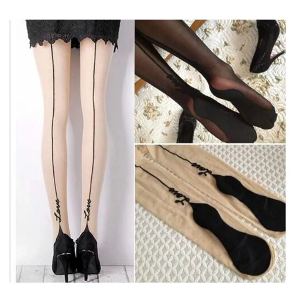 5 pairs/lot! Female Sexy Stockings Pantyhose English Love Letter Tattoo Jacquard For Woman Girl