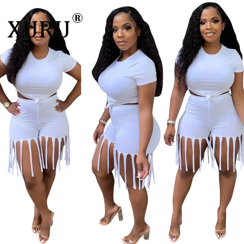 XURU New Women's Sports Jumpsuit Two-piece Sexy Casual Jumpsuit Suit Summer Pure Color Flow Jumpsuit