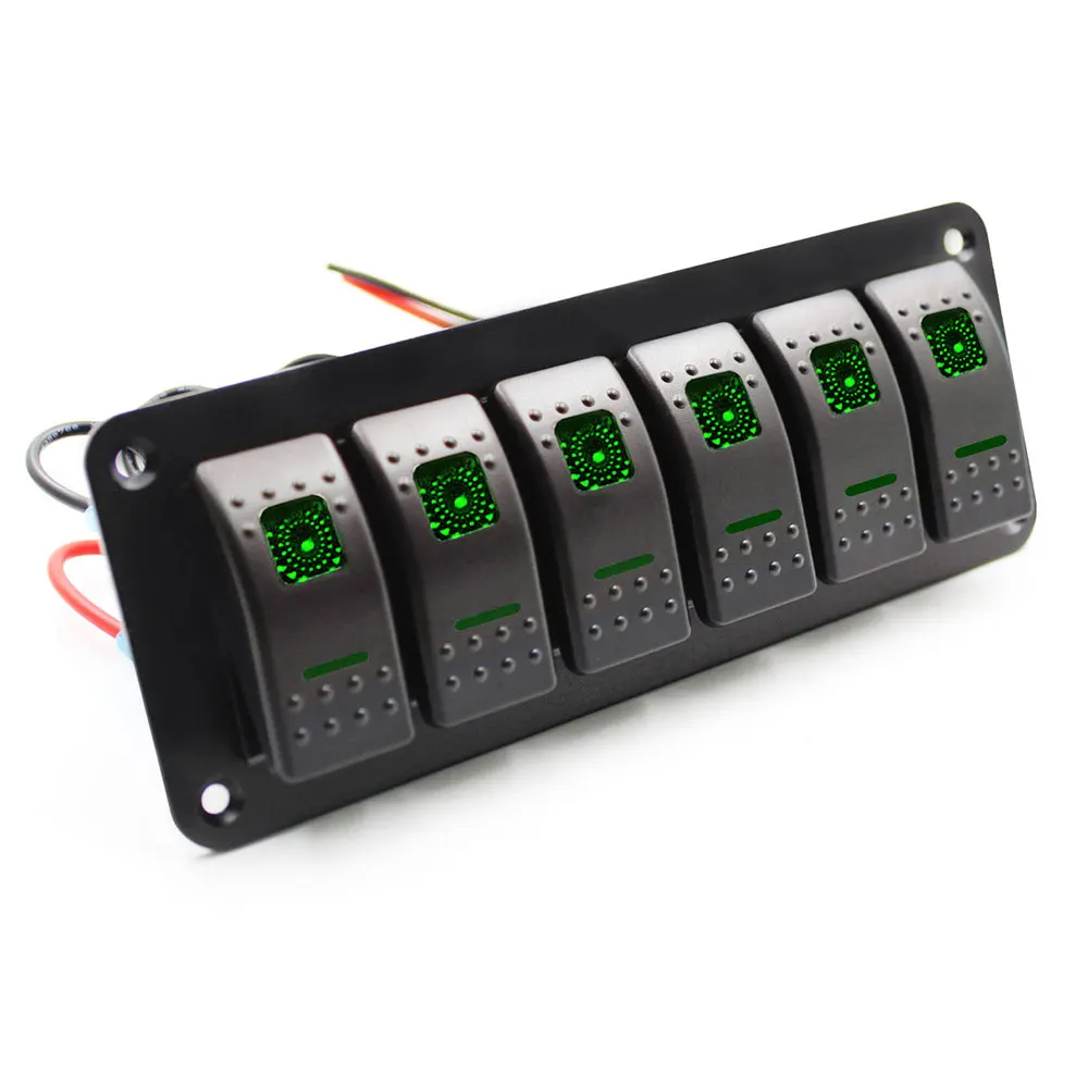 

Universal 6 Gang Cars Switch Panel Toggle Switch Boat RV Control Truck 12V/24V Car Switch