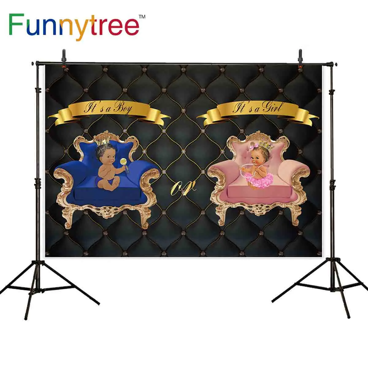 

Фон для фотосессии Funnytree с Дамасским изображением раскрытия полов баннер для мальчиков и девочек детский душ фотостудия фотография фотозон...