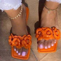 2021 summer new seaside wear holiday non slip flat sandals female camellia jelly beach slipper
