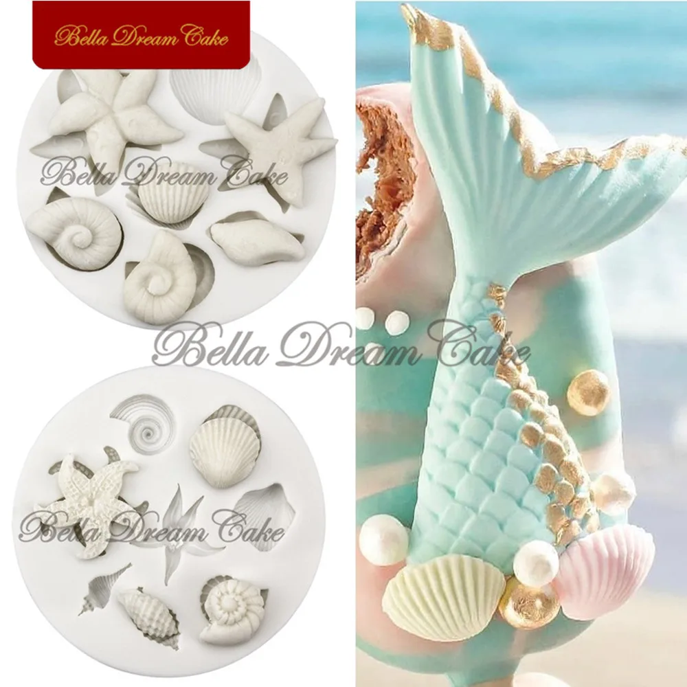 

Sea Creatures Conch Starfish Seashell Silicone Molds Fondant Candy Moulds Creative Chocolate Mould Cake Decorating Tool Bakeware