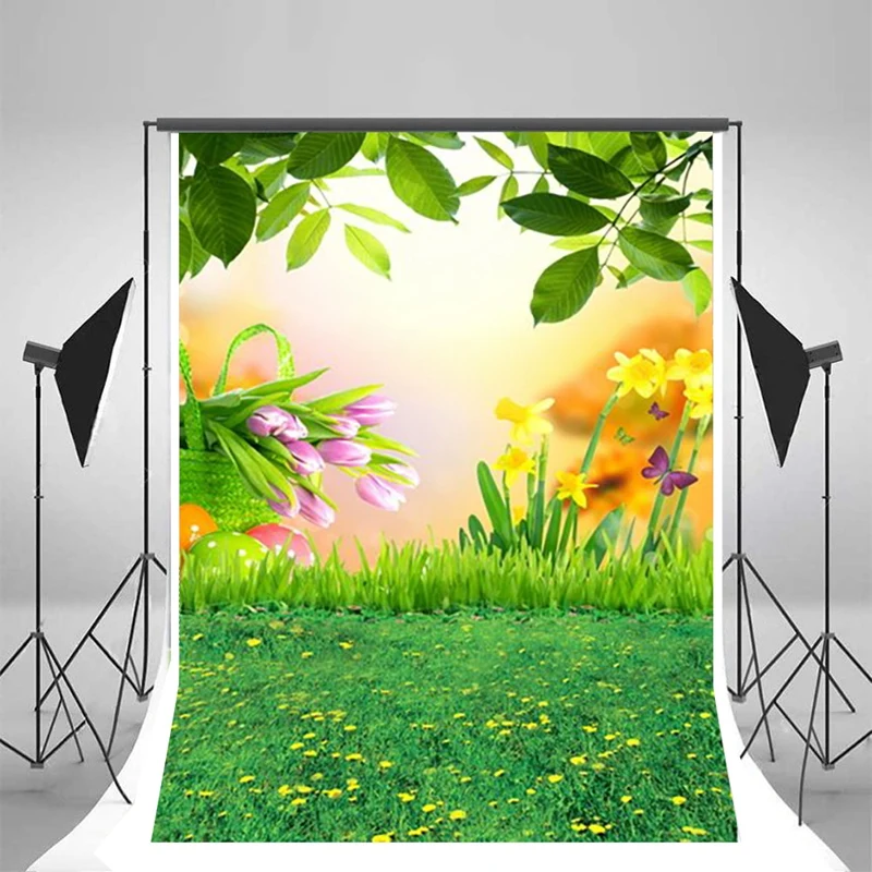 K4353 фон вечерние трава цветок тюльпана для фотосъемки с изображением