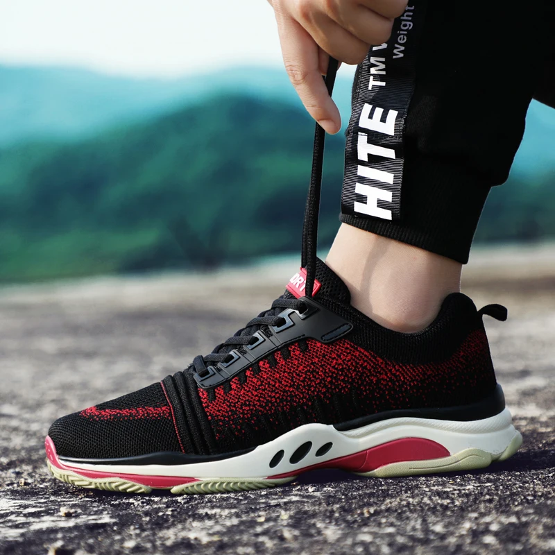 

mens Men deporte knitting de Breathable para causal sneakers leather casual masculino hombre woven sneakers-for-men white on
