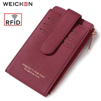 weichen rfid card holder women purse wallets theftproof female credit card wallet ladies card bag zipper coin purse high quality