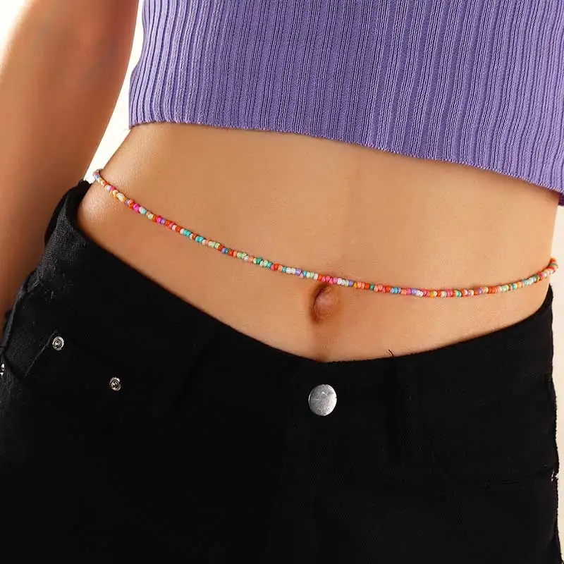 

Trendy Boho Beads Choker Waist Chain Womens Bohemian Color Alloy Measle Waist Chain Jewelry For Girls