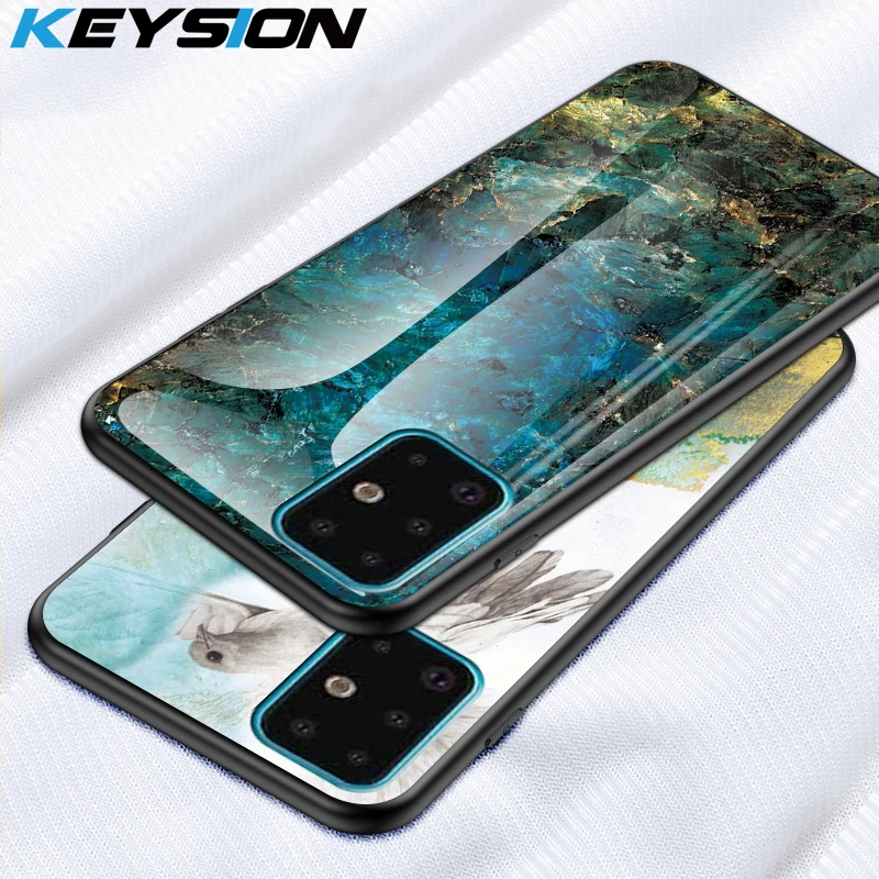 KEYSION мраморный чехол из закаленного стекла для Samsung S20 Ultra S10 S9 Note 10 телефона Galaxy A51