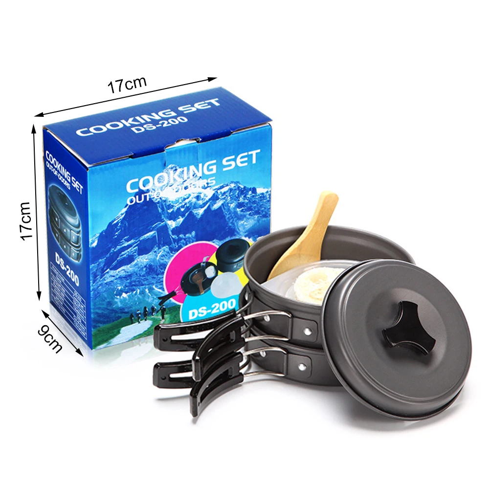 

8pcs Camping Cookware Set Outdoor Hiking Cooking Picnic Bowl Pot Pan Cooking Tools Kit 1-2 Person Camp Accessories