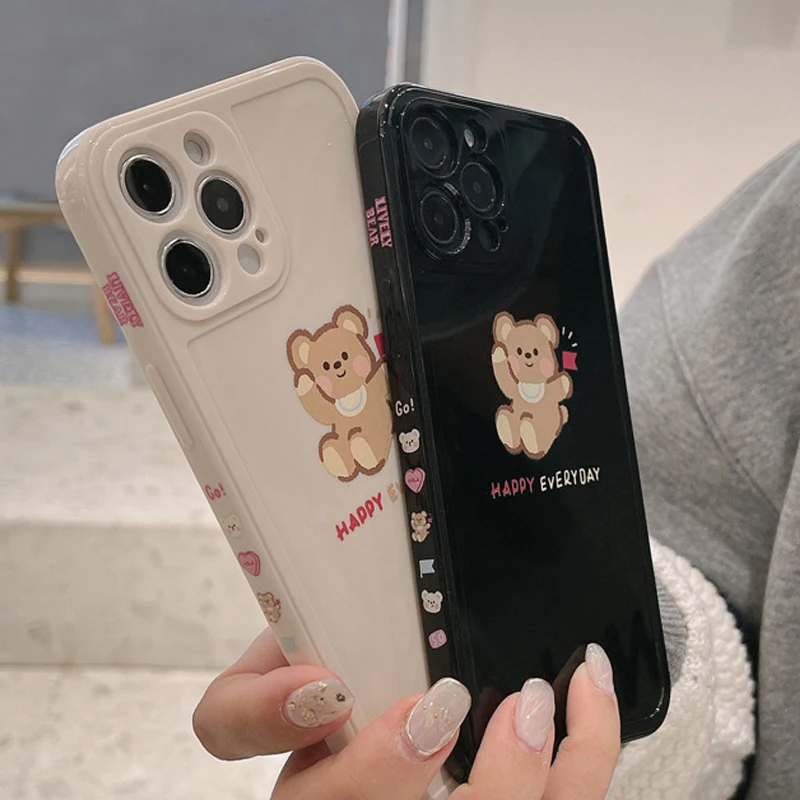 

Hot sale for iphone 11 pro max 7 8 plus xs max x xr 12 mini silicone cute flag bead cartoon phone case cover capa couple shell