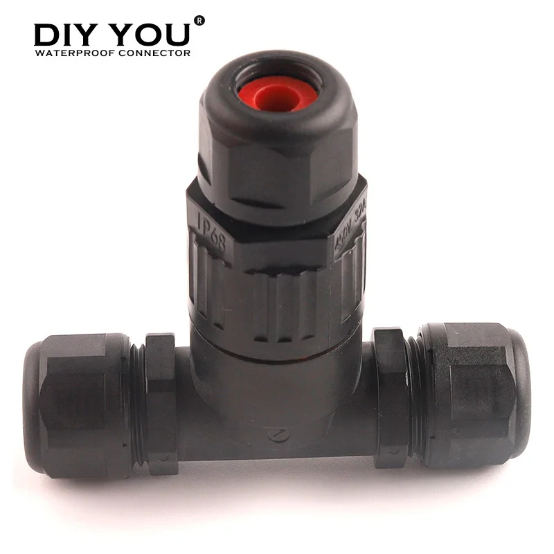 IP68 Waterproof Connector T Shape 3 Pin Cable Wire Gland Sleeve Connectors quick Screw connection Outdoor waterproof Terminal |