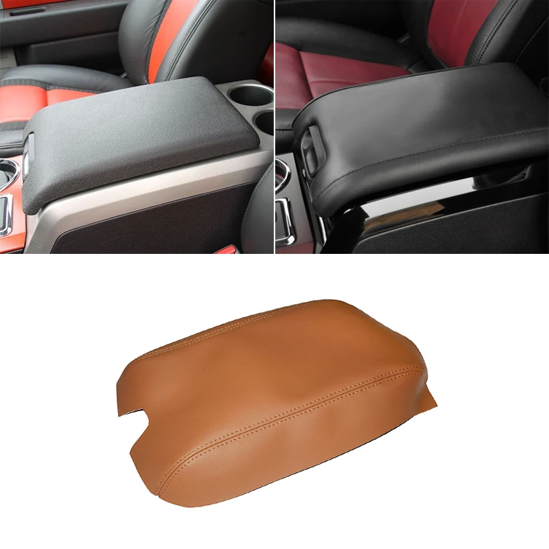 

Brown Color For Ford F150 2009 2010 2011 2012 2013 2014 Microfiber Leather Car Armrest Center Console Box Lid Pad Cover Trim