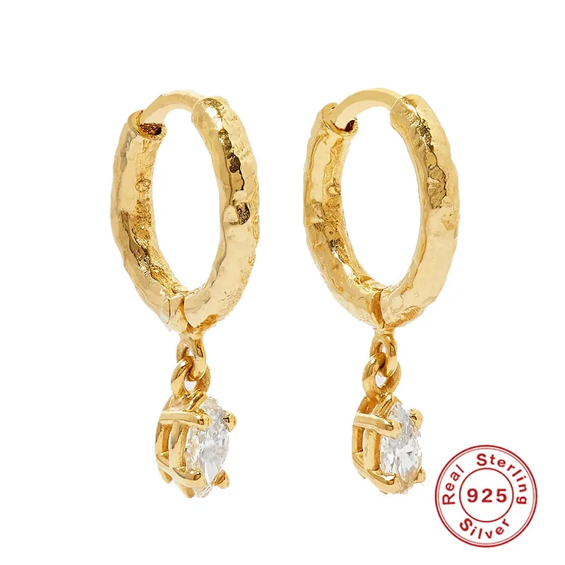 

BOAKO Real Silver 925 Earrings 2021 Trend Aretes For Women Fashion Texture Drop Earrings Pendientes Jewelry Bijoux Femme