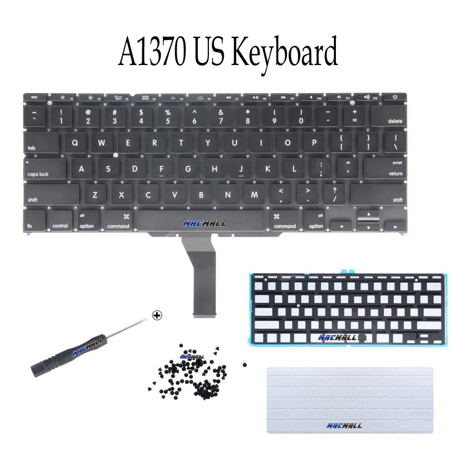 

New A1370 A1465 US Keyboard For Macbook Air 11" A1465 A1370 2011-2015 Year US Keyboard + Backlight + Keyboard Cover + Screws