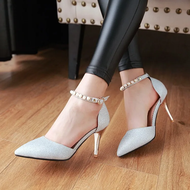 Женские босоножки на высоком каблуке 9 см с пряжкой туфли лодочки Т образным