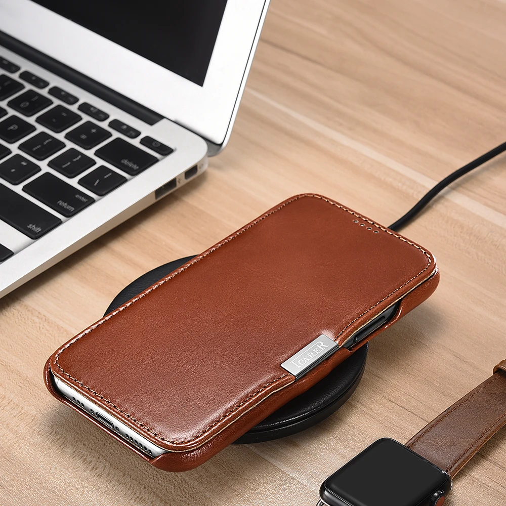 

Retro Luxury Genuine Leather Metal Magnetic Flip Case for iPhone 12 mini 11 Pro Max Xs Max XR X 8 7 Plus SE Original Phone Cover