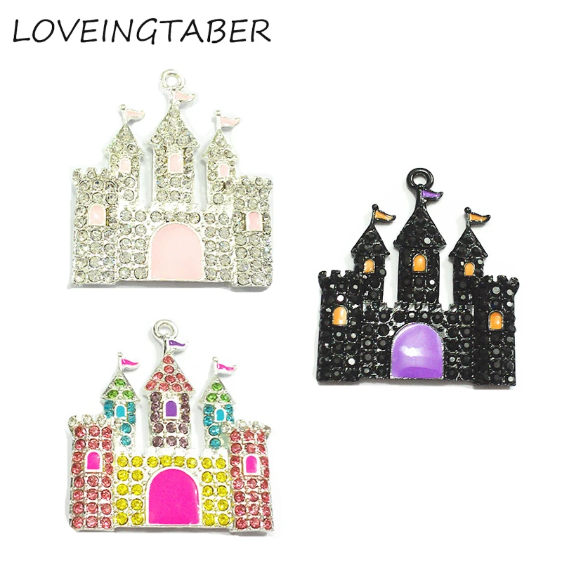 (Первый выбор цвета) 40 мм * 36 10 шт./лот подвески в виде замка со стразами для
