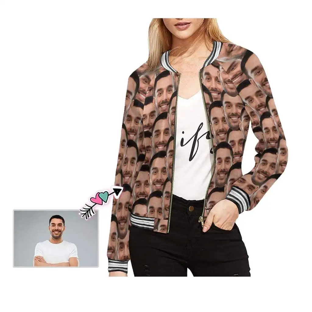 

Custom Face Women's All Over Print Casual Jacket Long Sleeve Novelty Clothes Famale Print Unique Gift Personalized Tops Autumn